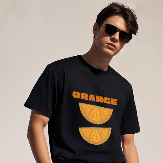 'Orange' graphic oversized unisex Black T-Shirt