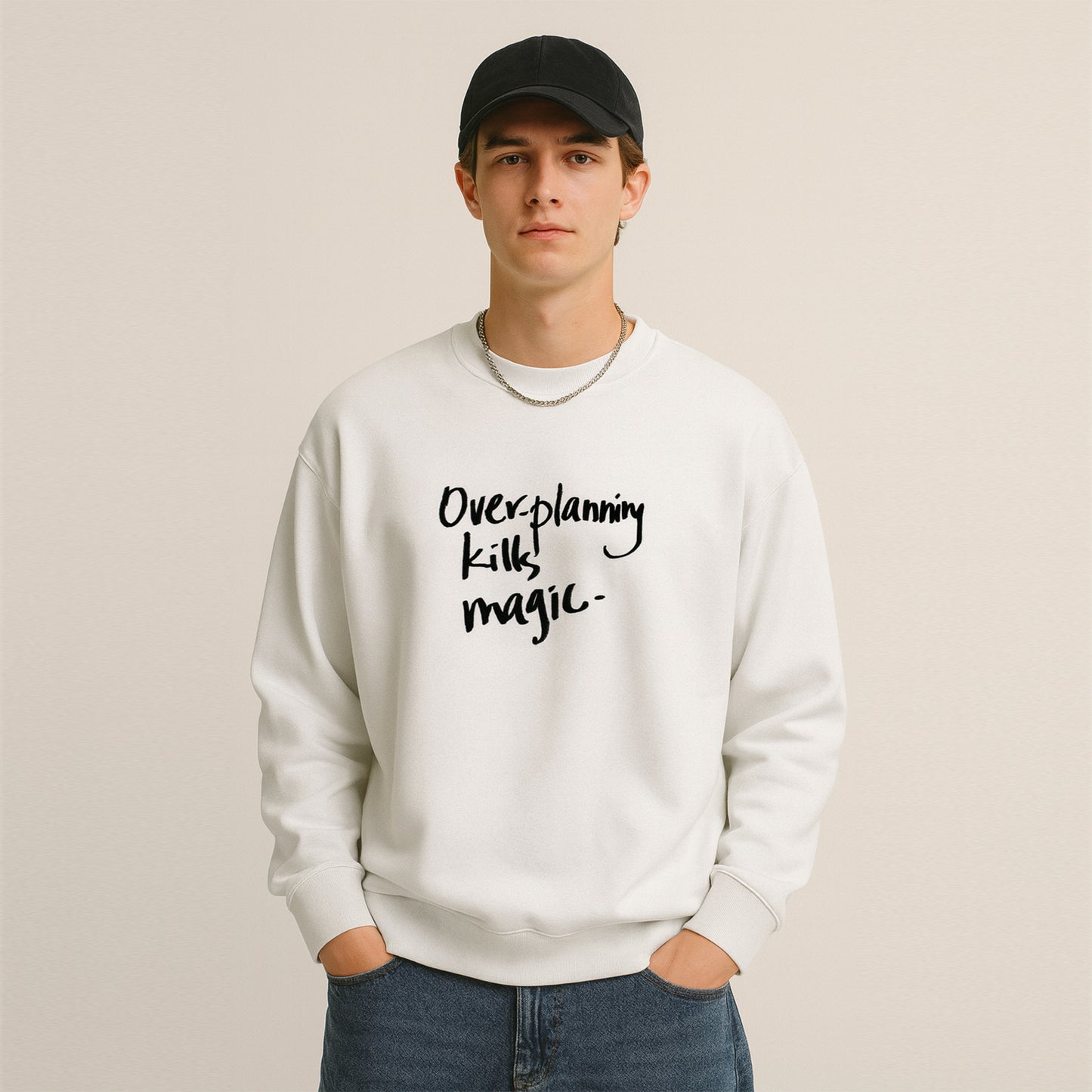 'Overplanning kills Magic' Unisex Oversized Sweatshirt