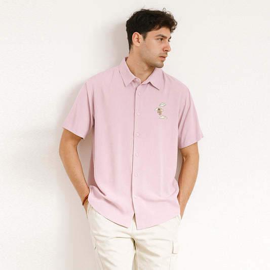 Pocket Embroidery Unisex Oversized Shirt