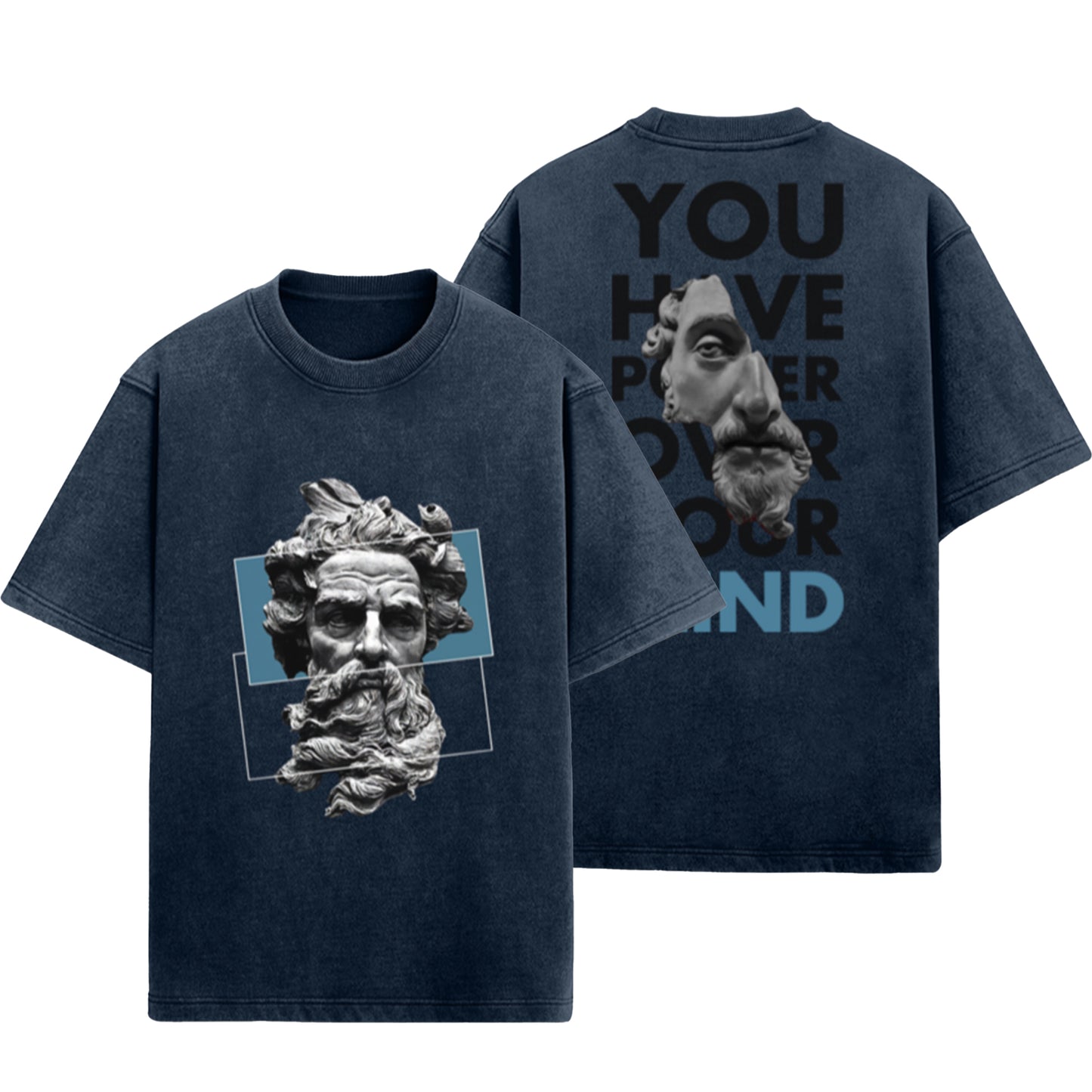 'Power over your mind' Graphic Oversized Acid Wash T-Shirt