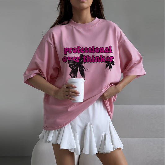 'Professional Overthinker' French Terry Cotton Oversized Unisex T-Shirt