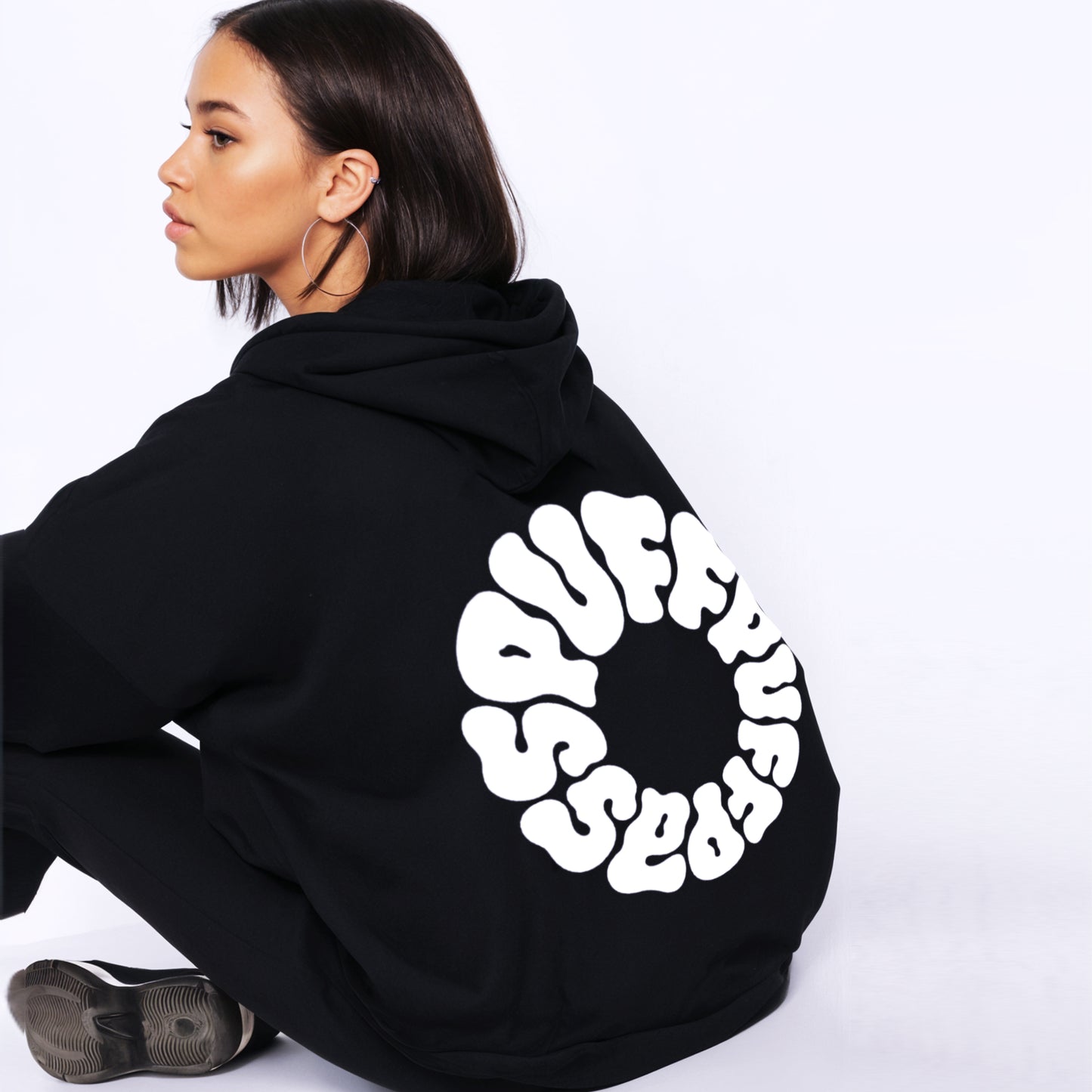 'Puff Pass' puff print Oversized Unisex Hoodie