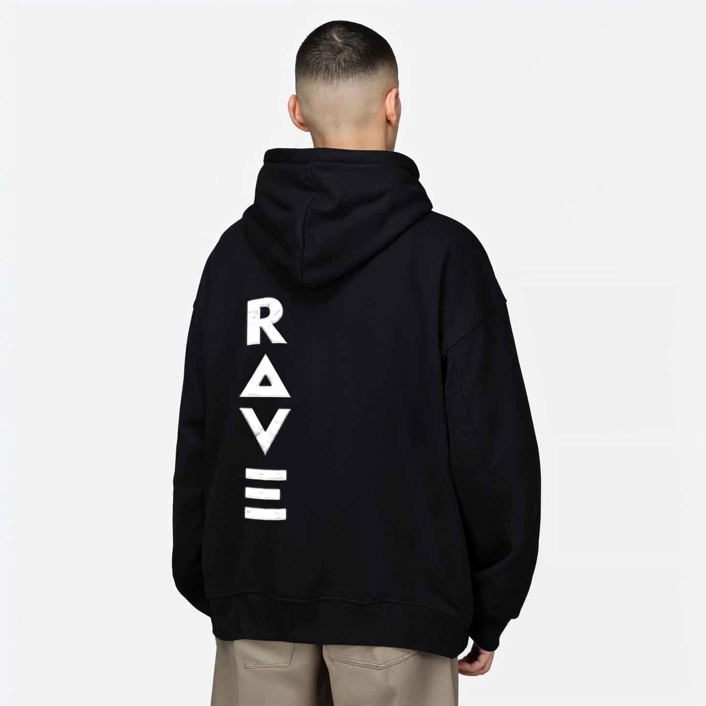 'Rave' puff print Oversized Unisex Hoodie