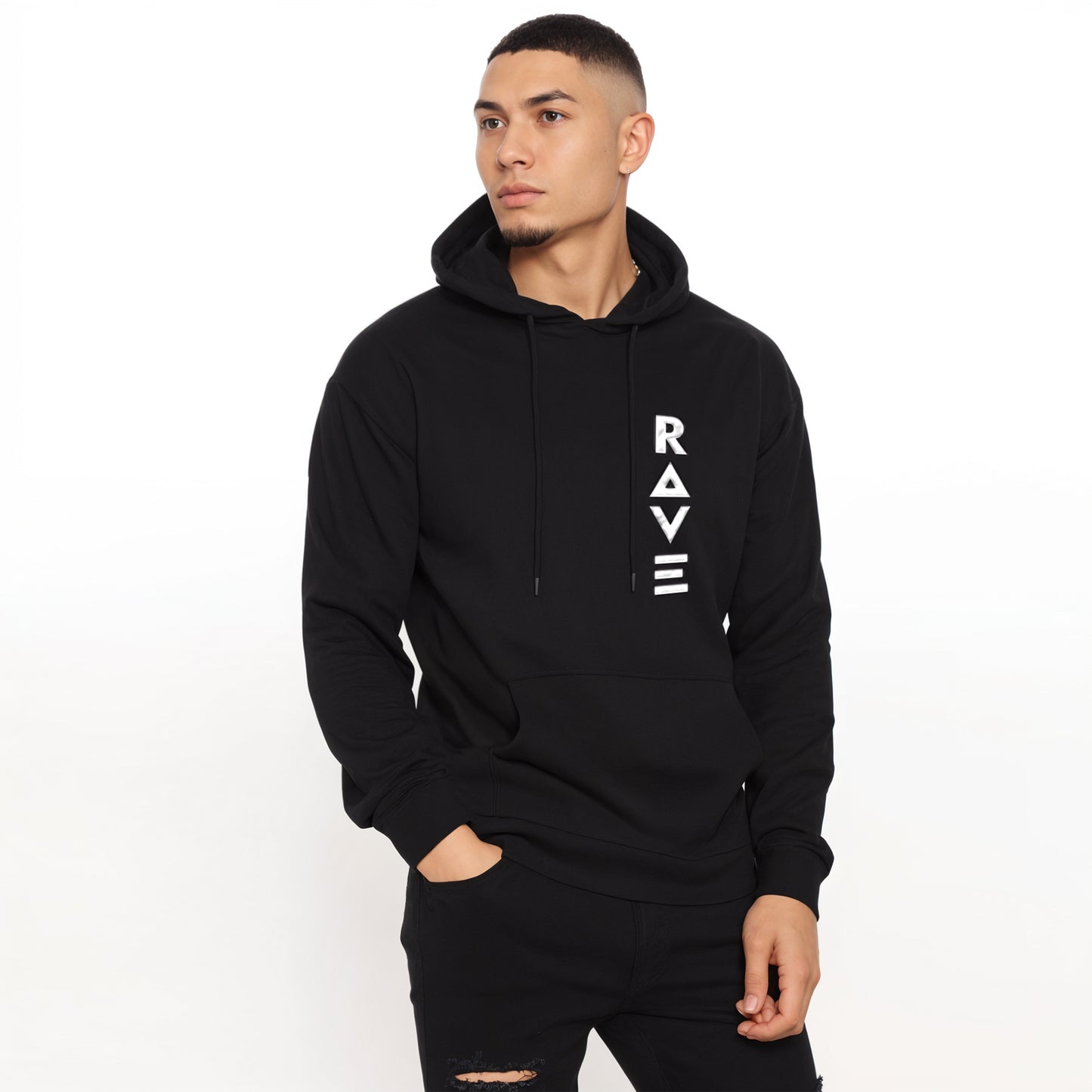 'Rave' puff print Oversized Unisex Hoodie