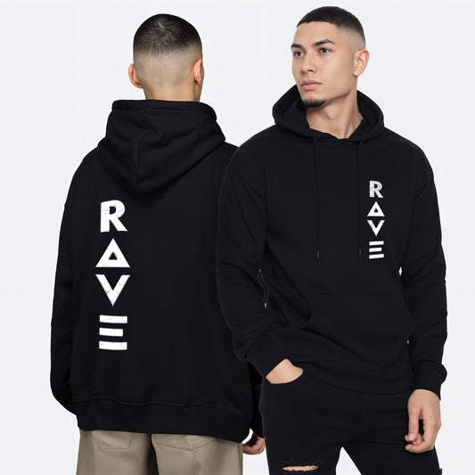 'Rave' puff print Oversized Unisex Hoodie