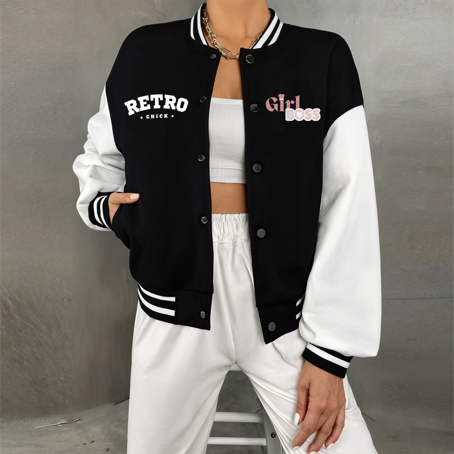 Retro Girl Boss Varsity Jacket