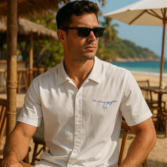 'Sea, Salt, Sun' Oversized Summer Bowling Shirt