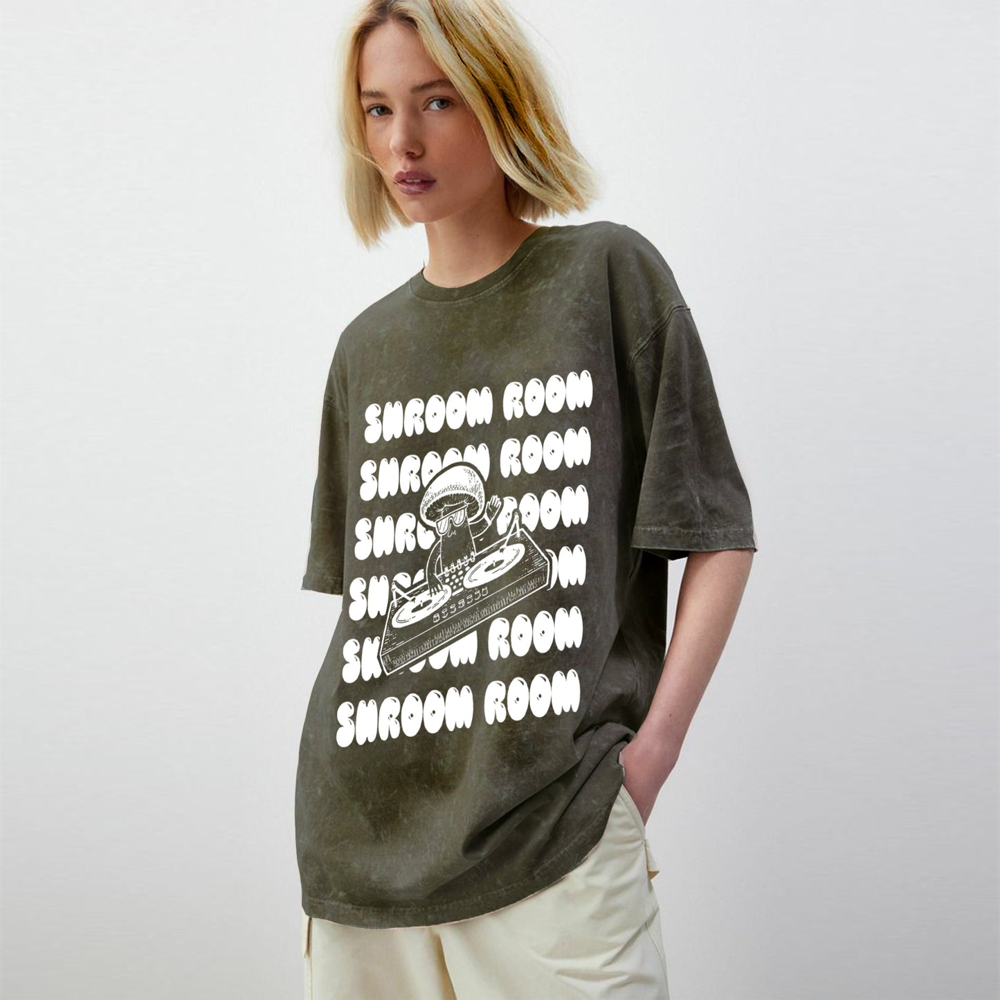 'Shroom Room' Oversized Unisex Acid Wash T-Shirt