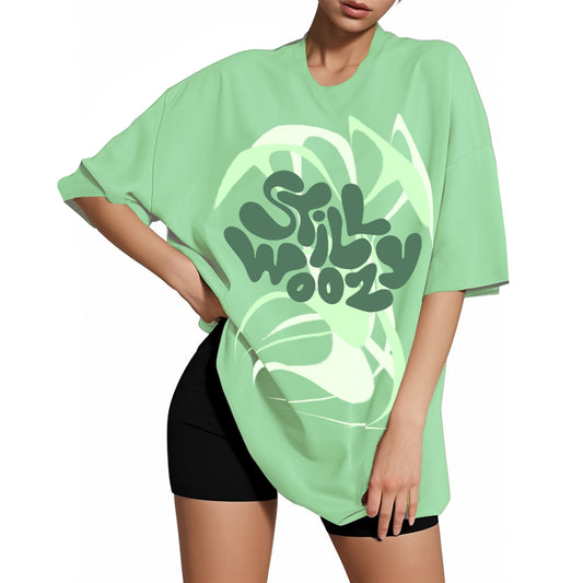 'Still Woozy' French Terry Cotton Oversized Jade T-Shirt