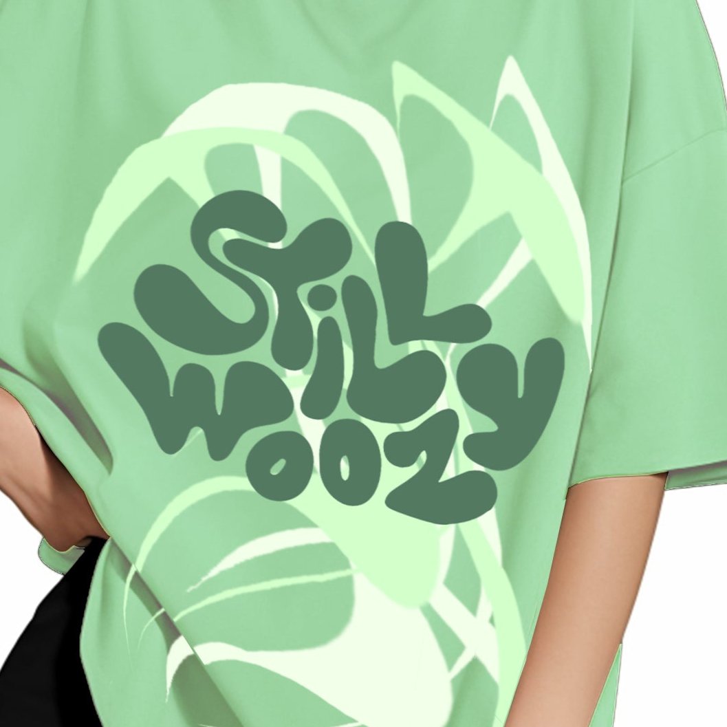 'Still Woozy' French Terry Cotton Oversized Jade T-Shirt