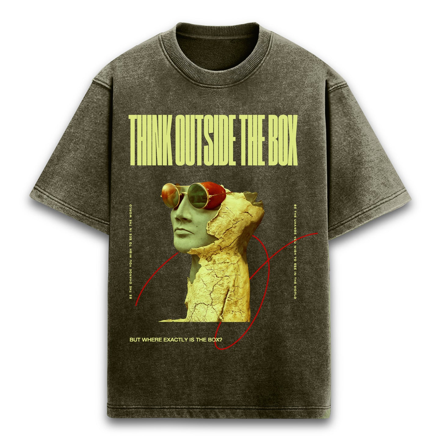 'Think outside the box' Oversized Acid Wash T-Shirt