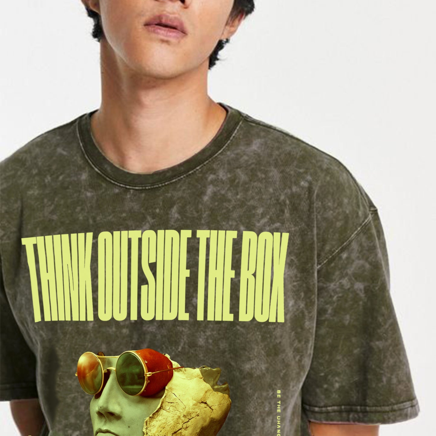 'Think outside the box' Oversized Acid Wash T-Shirt