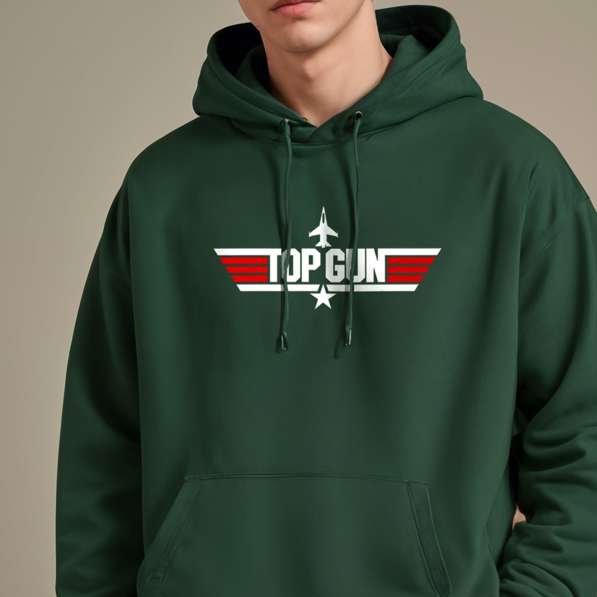 'Top Gun' Oversized Unisex Bottle Green Oversized Hoodie