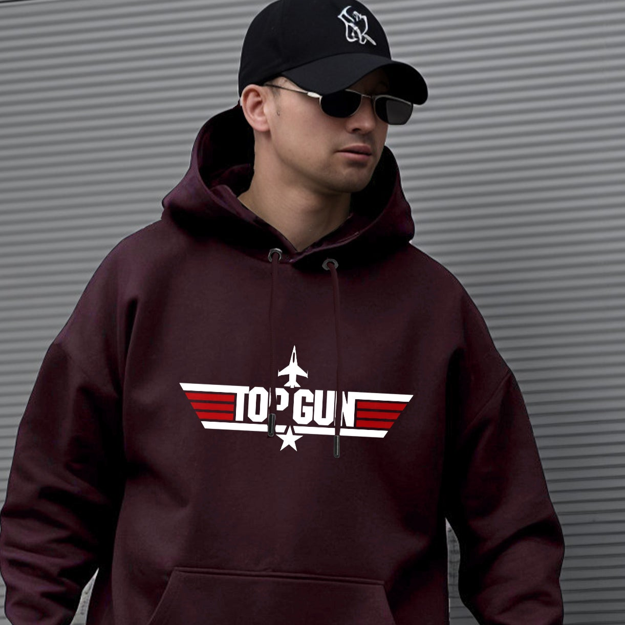 'Top Gun' Maroon Oversized Unisex Hoodie