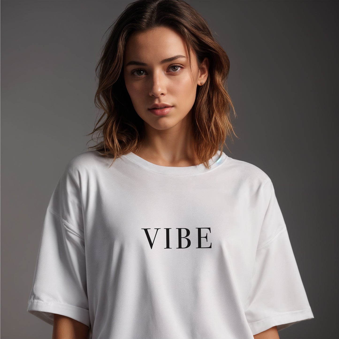 'VIBE' print white Unisex Oversized T-Shirt