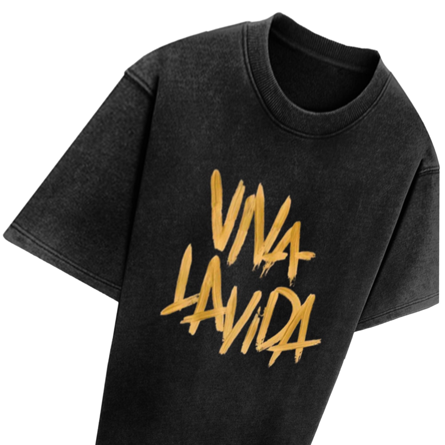 'Viva la vida' Oversized Acid Wash T-Shirt (Black)