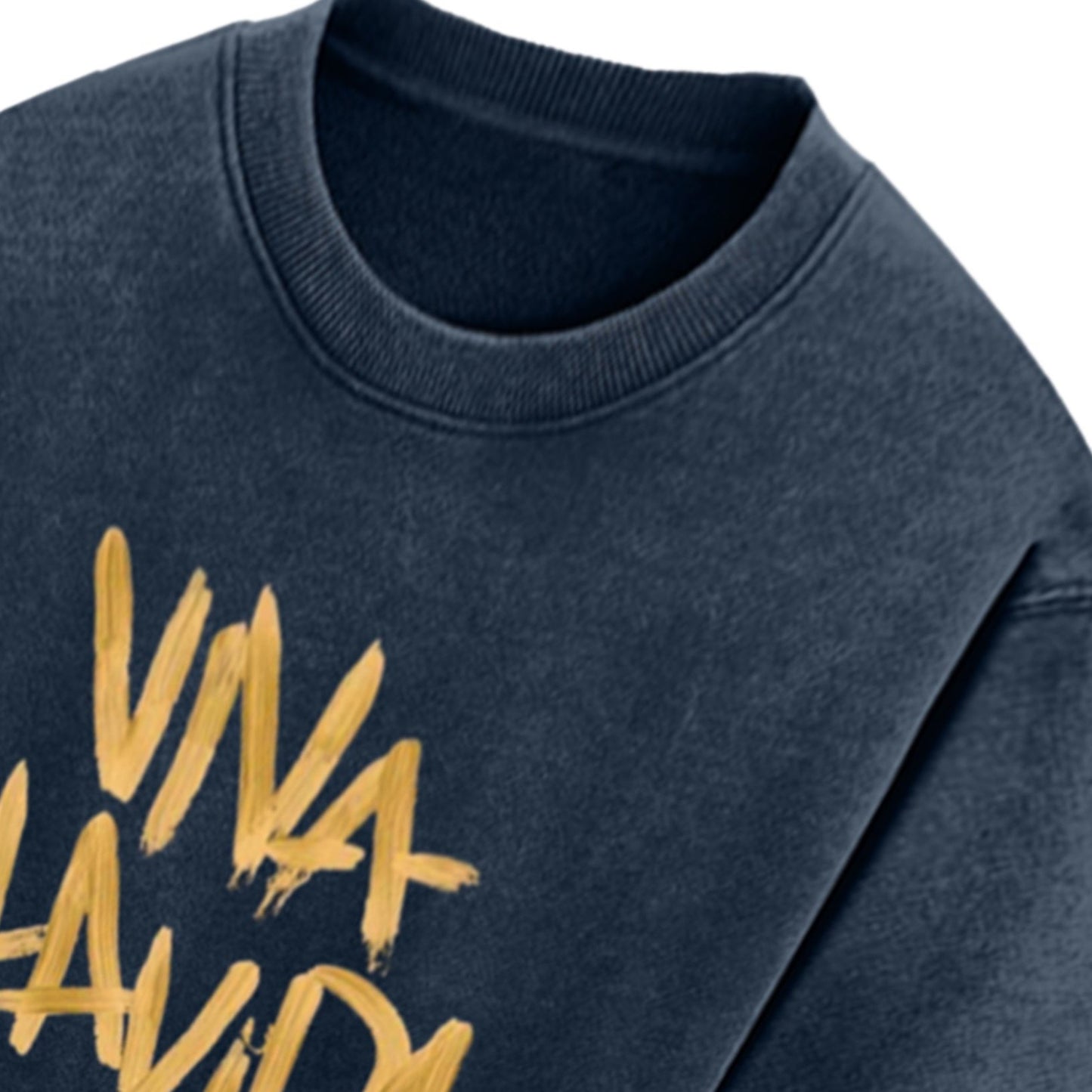 'Viva la vida' Oversized Acid Wash T-Shirt (Navy Blue)