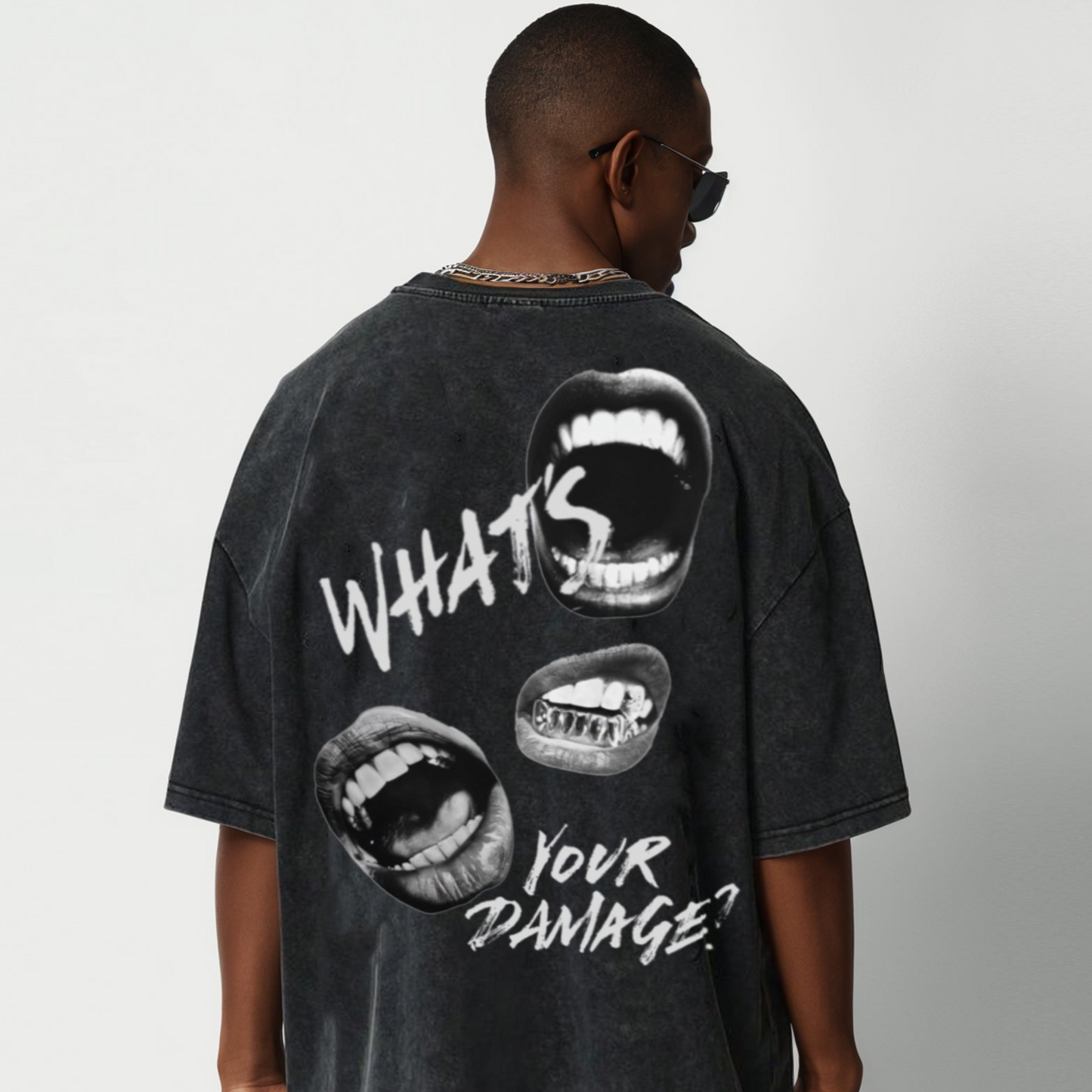 'What's your damage?' Unisex Oversized Acid Wash T-Shirt