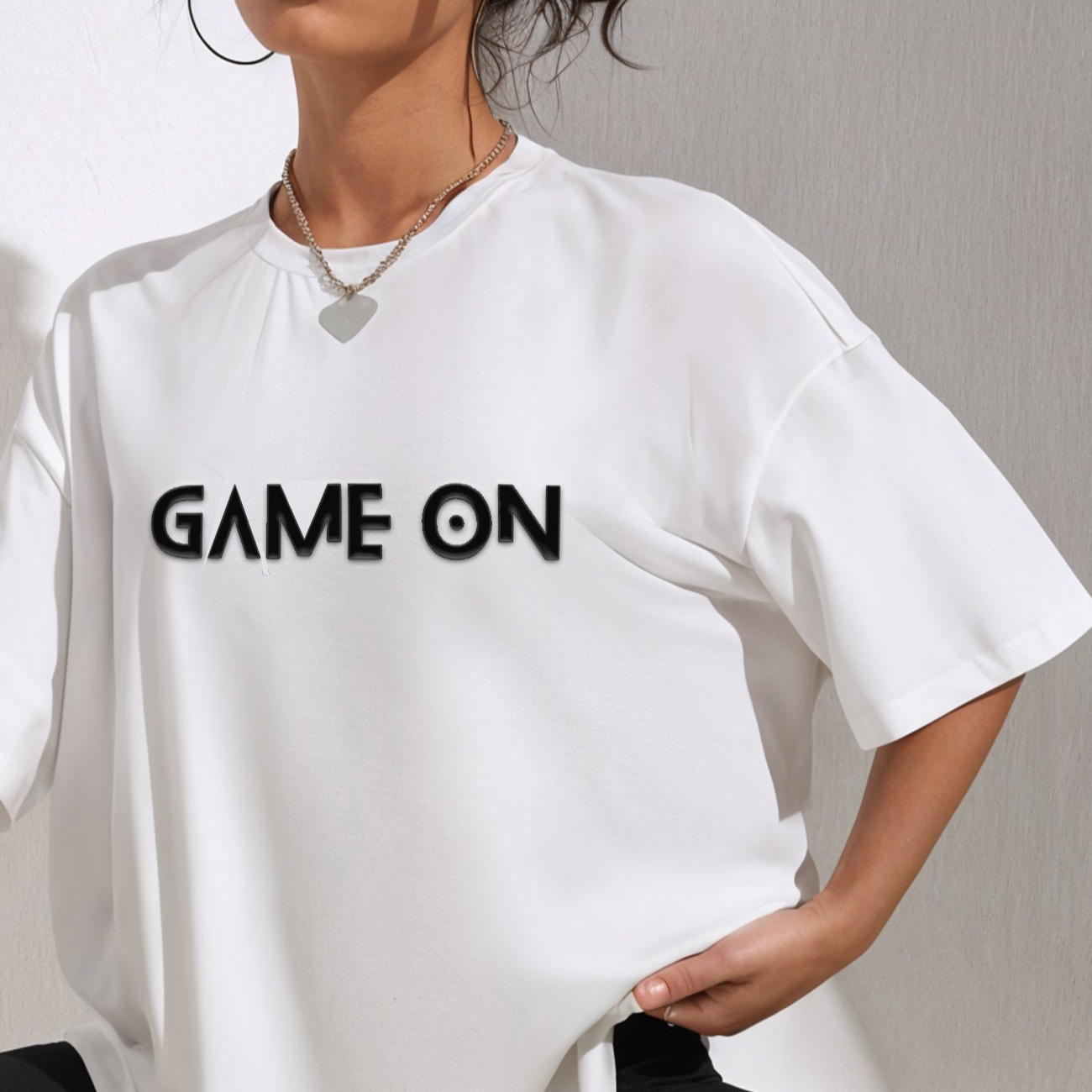 'Game On' puff print Oversized Unisex T-Shirt